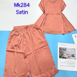 Đồ bộ satin quần lững áo 2 dây trơn - DBO4547