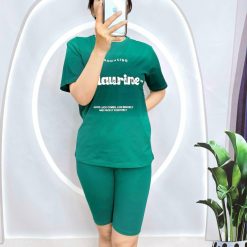 Đồ bộ quần lửng áo tay ngắn loang 2 màu in chữ maurine - DBO4549