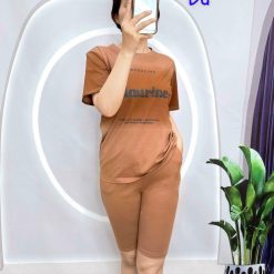 Đồ bộ quần lửng áo tay ngắn loang 2 màu in chữ maurine - DBO4549