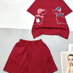 Đồ bộ thun nữ quần đùi áo in hình hai chú chó - DBO4550