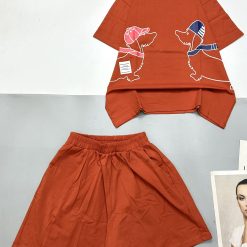 Đồ bộ thun nữ quần đùi áo in hình hai chú chó - DBO4550