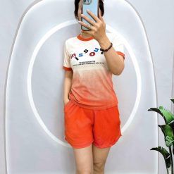 Đồ bộ thun nữ quần đùi áo loang 2 màu in chữ miss ou - DBO4552