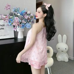 Đồ bộ quần đùi tonl áo yếm 2 lớp in nhiều hình khác nhau - DBO4556