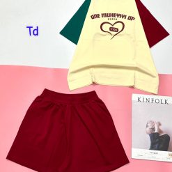 Đồ bộ quần đùi áo tay ngắn in chữ one muheyiyi up - DBO4557