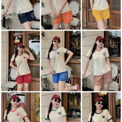 Đồ bộ quần đùi áo tay ngắn in hình gấu pooh trên áo quần - DBO4560