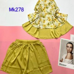 Đồ bộ mango quần đùi trơn áo yếm 2 dây cột sau 2 lớp - DBO4565