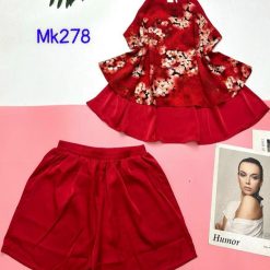 Đồ bộ mango quần đùi trơn áo yếm 2 dây cột sau 2 lớp - DBO4565