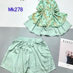 Đồ bộ mango quần đùi trơn áo yếm 2 dây cột sau 2 lớp - DBO4565