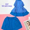 Đồ bộ gấm phối mango quần đùi trơn áo yếm 2 dây cột sau 2 lớp - DBO4566