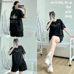 đồ bộ áo thun quần nhung form rộng in số 1972 - DBO4570