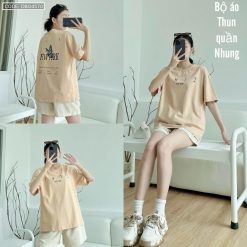 đồ bộ áo thun quần nhung form rộng in số 1972 - DBO4570