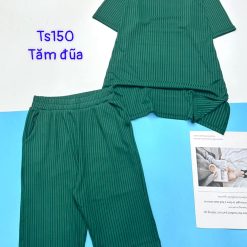 Đồ bộ vải tăm đũa quần lửng áo tay ngắn trơn - DBO4574