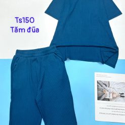 Đồ bộ vải tăm đũa quần lửng áo tay ngắn trơn - DBO4574