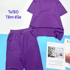 Đồ bộ vải tăm đũa quần lửng áo tay ngắn trơn - DBO4574