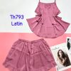 Đồ bộ trơn quần đùi latin áo có nơ nhỏ 2 dây - DBO4575