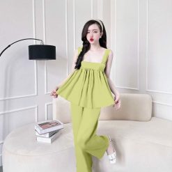 Đồ bộ latin trơn siêu mát quần dài áo hai dây bản - DBO4576