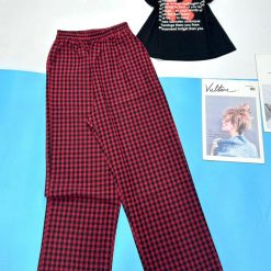 Đồ bộ mặc nhà quần dài caro áo ba lỗ in chữ R - DBO4578