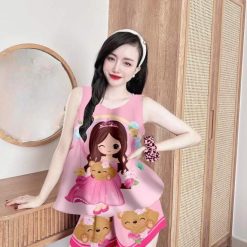 Đồ bộ mango siêu mát quần đùi áo ba lỗ in nhiều hình dễ thương - DBO4579