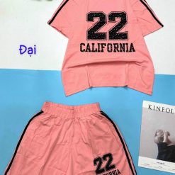 Đồ bộ thun nữ quần đùi 2 sọc in số 22 - DBO4582