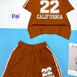 Đồ bộ thun nữ quần đùi 2 sọc in số 22 - DBO4582