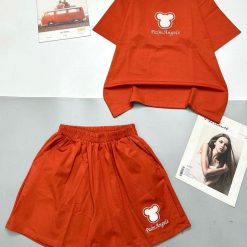 Đồ bộ thun nữ quần đùi áo tay ngắn in hình gấu nhỏ - DBO4586