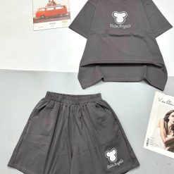 Đồ bộ thun nữ quần đùi áo tay ngắn in hình gấu nhỏ - DBO4586