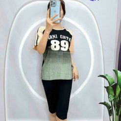 Đồ bộ quần lửng áo tay ngắn in số 89 - DBO4589