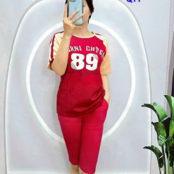 Đồ bộ quần lửng áo tay ngắn in số 89 - DBO4589