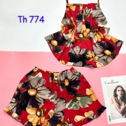 Đồ bộ quần đùi bèo áo dây in nhiều hoa - DBO4597