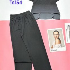 Đồ bộ quần dài áo tay ngắn quần trơn áo in chữ nổi - DBO4600