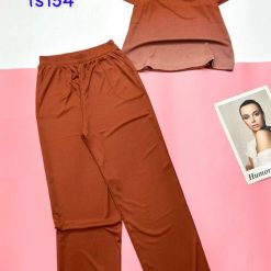 Đồ bộ quần dài áo tay ngắn quần trơn áo in chữ nổi - DBO4600