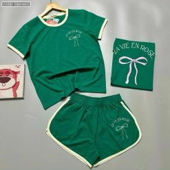 Đồ bộ thun nữ quần đùi áo tay ngắn in hình nơ - DBO4602