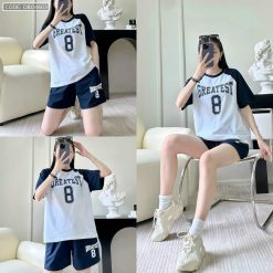 Đồ bộ thun nữ quần đùi áo tay ngắn in số 8 - DBO4603