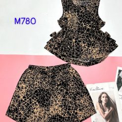 Đồ bộ quần đùi áo ba lỗ có 4 nơ hông áo in nhiều hoạ tiết - DBO4607