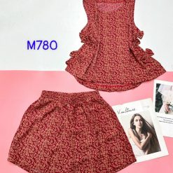 Đồ bộ quần đùi áo ba lỗ có 4 nơ hông áo in nhiều hoạ tiết - DBO4607