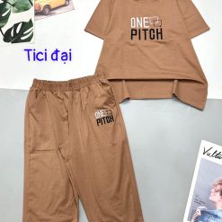 Đồ bộ quần lửng áo thun tay ngắn in chữ one pitch - DBO4610