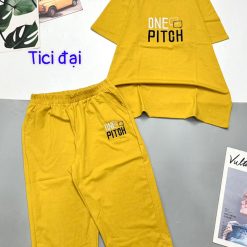 Đồ bộ quần lửng áo thun tay ngắn in chữ one pitch - DBO4610