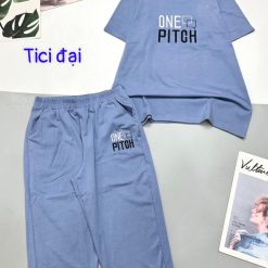 Đồ bộ quần lửng áo thun tay ngắn in chữ one pitch - DBO4610