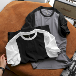 Áo Thun Nam Cổ Tròn Tay Phối Màu (Có Size 3x) - AB518