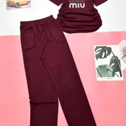 Đồ bộ quần dài áo tay ngắn in 3 chữ miu - DBO4620