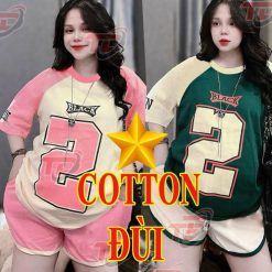 Đồ bộ quần đùi áo tay ngắn in số quần có line in số 2 lớn - DBO4623