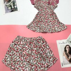 Đồ bộ mango quần đùi áo sát nát bèo may nơ nhỏ nút - DBO4627