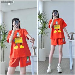 Đồ bộ quần đùi áo tay ngắn in chữ con vịt chữ - DBO4629