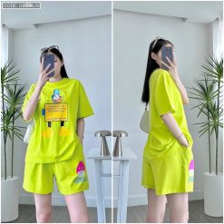 Đồ bộ quần đùi áo tay ngắn in chữ con vịt chữ - DBO4629