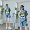 Đồ bộ quần đùi áo tay ngắn in chữ con vịt chữ - DBO4629