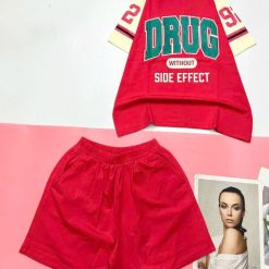 Đồ bộ quần đùi áo tay ngắn in chữ DRUG - DBO4630