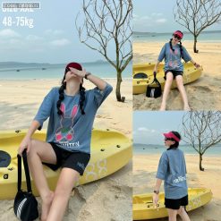 Đồ bộ big size 48- 75 quần đùi áo tay ngắn in hình con thỏ lớn - DBO4631