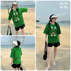 Đồ bộ big size 48- 75 quần đùi áo tay ngắn in hình con thỏ lớn - DBO4631