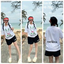 Đồ bộ big size 48- 75 quần đùi áo tay ngắn in hình con thỏ lớn - DBO4631