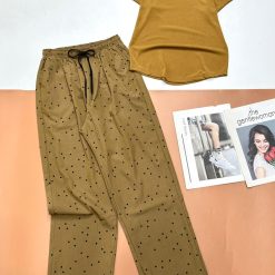 Đồ bộ mango quần dài chấm bi áo tay ngắn trơn - DBO4633